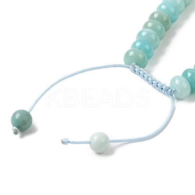 Adjustable Natural Flower Amazonite Braided Bead Bracelets BJEW-F369-A12-1