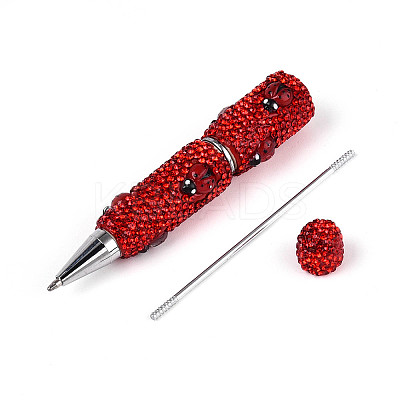 Resin & Polymer Clay Pave Rhinestone Ball-Point Pen AJEW-T013-04A-1