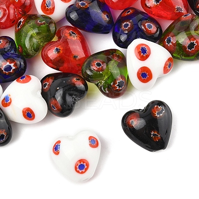 24Pcs 5 Colors Handmade Millefiori Glass Beads LAMP-FS0001-36-1