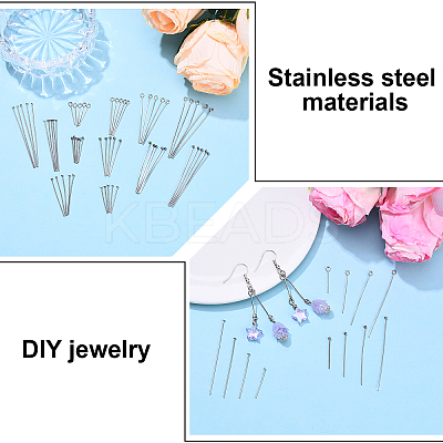 800Pcs 304 Stainless Steel Pins STAS-YW0002-82-1