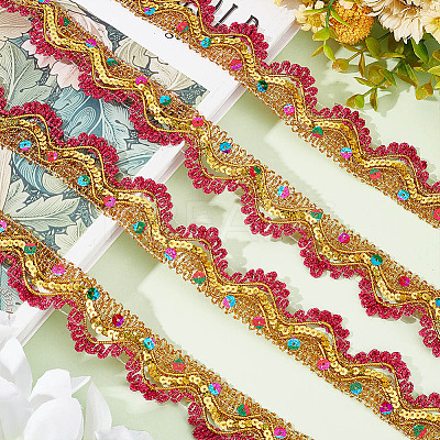 Metallic Polyester Lace Ribbon OCOR-WH0077-66A-1