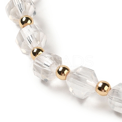 Faceted Natural Quartz Crystal Stretch Beaded Bracelets BJEW-P318-01G-02-1