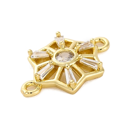 Brass Clear Cubic Zirconia Connector Charms/Links LS-FIND-L019-07G-03-1