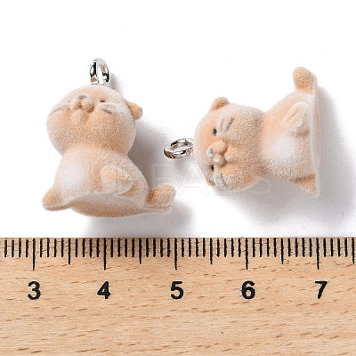 Animal Shape Flocky Resin Pendants RESI-Q229-01H-1