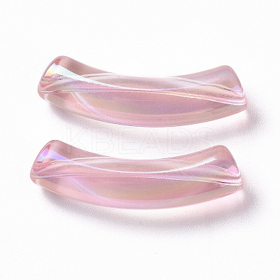 UV Plating Transparent Rainbow Iridescent Acrylic Beads OACR-A016-01K-1