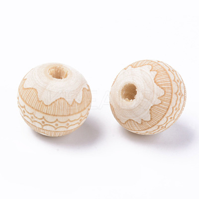 Unfinished Natural Wood European Beads WOOD-S057-015A-1