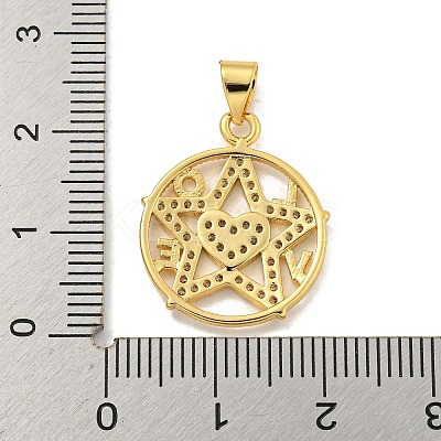 Rack Plating Brass Micro Pave Cubic Zirconia Pendants KK-B091-50A-G-1