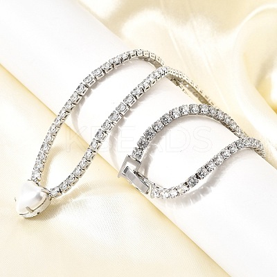 Brass Pave Clear Cubic Zirconia Tennis Necklaces NJEW-K287-02P-1