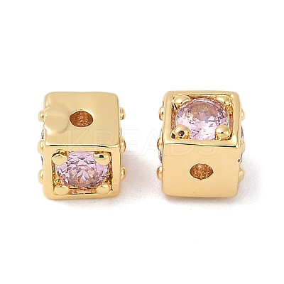Brass Cubic Zirconia Beads KK-Q030-14B-G-1