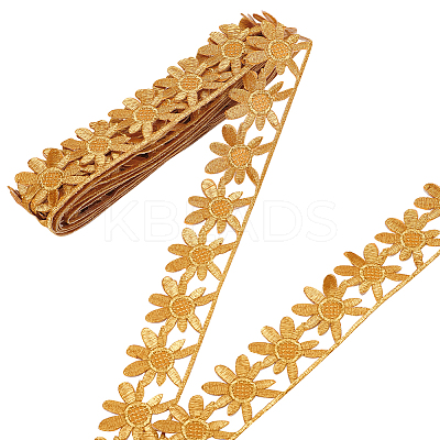 Ethnic Style Polyester Metallic Thread Embroidery Floral Trimming SRIB-WH0011-137A-1