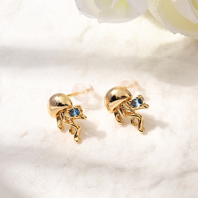 Brass Stud Earrings EJEW-C158-11A-G-1