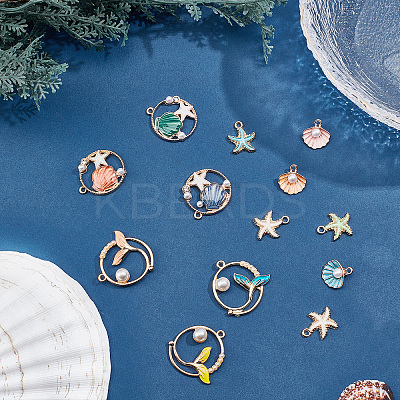 24Pcs 4 Style Zinc Alloy Enamel Pendants ENAM-SC0002-52-1