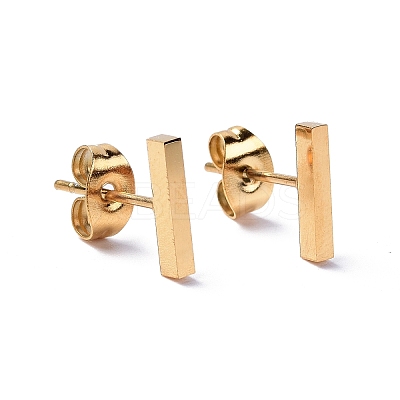 Ion Plating(IP) 304 Stainless Steel Cuboid Stud Earrings for Women EJEW-K243-01G-1