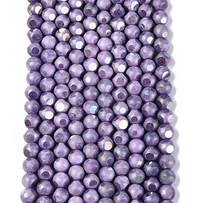 Ombre Effect Dyed Electroplate Opaque Glass Beads Strands EGLA-Q130-01A-12-1