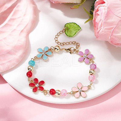 Zinc Alloy Flower Flower Link Chain Bracelets BJEW-JB10006-1