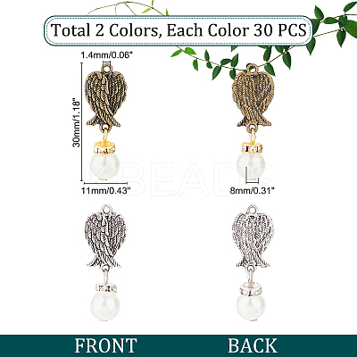 60Pcs 2 Colors Tibetan Style Alloy Pendant AJEW-PH0003-86-1