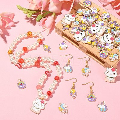 60Pcs 6 Styles Alloy Enamel Pendants ENAM-CJ0004-90-1