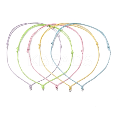5Pcs 5 Colors Adjustable Waxed Polyester Cord Necklace Making AJEW-JB01309-01-1