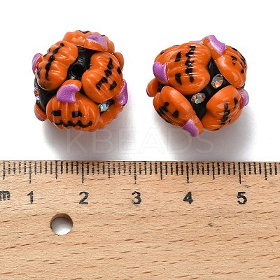 Halloween Theme Polymer Clay Rhinestone Beads with Resin RESI-Z045-02B-04-1