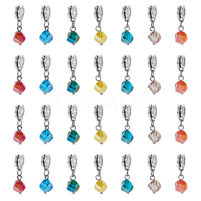 105Pcs 7 Colors Glass European Dangle Charms PALLOY-TAC0221-1