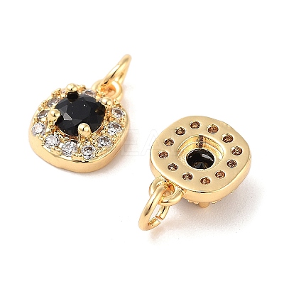 Square Brass Micro Pave Cubic Zirconia Charms KK-B102-09G-1