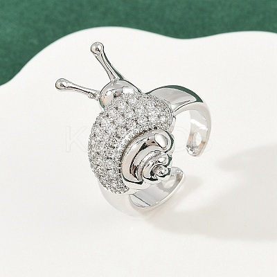 Brass Micro Pave Clear Cubic Zirconia Cuff Rings RJEW-P155-02P-1