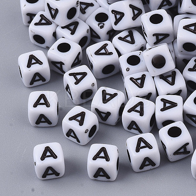 White Opaque Acrylic Beads X-MACR-R869-02A-1