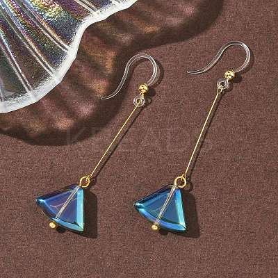 Electroplated 304 Stainless Steel Resin Fan Dangle Earrings EJEW-Z129-11G-03-1