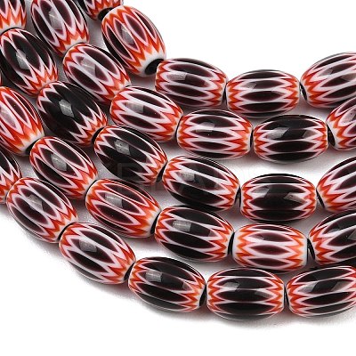 Handmade Millefiori Glass Oval Bead Strands LK-Z001-01B-B-M-1