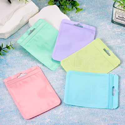 25Pcs 5 Colors Rectangle Plastic Yin-Yang Resealable Packaging Bags ABAG-TA0001-27A-1