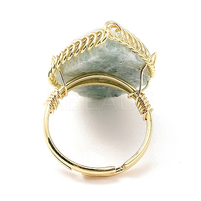 Natural Amazonite Horse Eye Wrapped Adjustable Ring G-D458-03G-08-RS-1