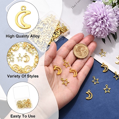 50Pcs 2 Styles Tibetan Style Alloy Charms TIBEP-FS0001-29AG-1