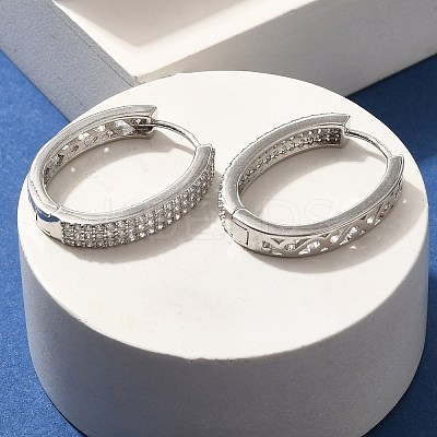 Brass Cubic Zirconia Hoop Earrings EJEW-M048-05P-1