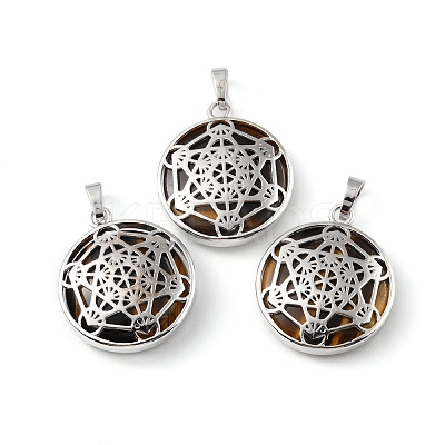 Natural Tiger Eye Pendants G-P498-04P-22-1