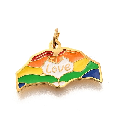 Pride 304 Stainless Steel Enamel Pendants STAS-B079-01G-10-1