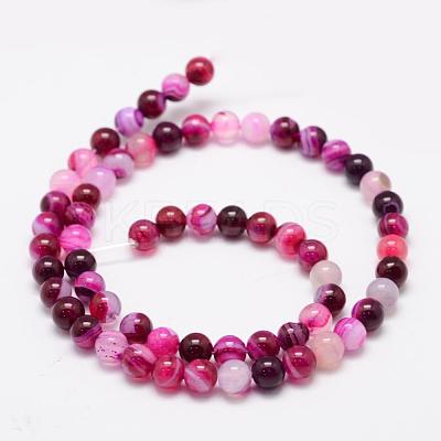 Natural Striped Agate/Banded Agate Bead Strands G-K155-A-4mm-02-1