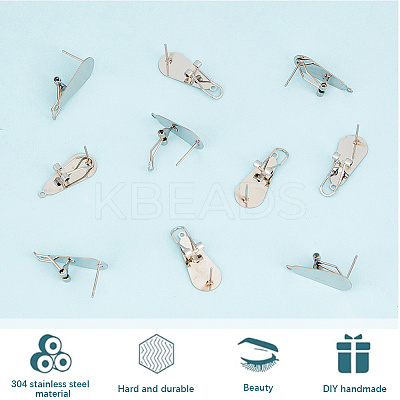 10Pcs 304 Stainless Steel Stud Earring Findings STAS-SP0001-88B-P-1