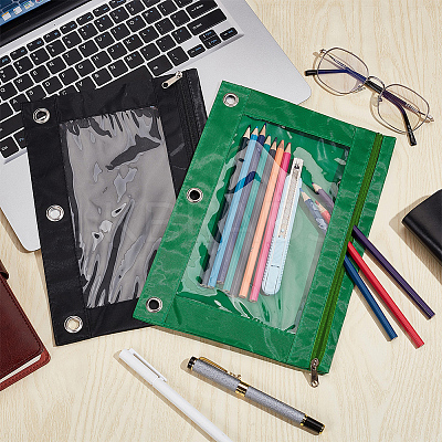 2Pcs 2 Colors Oxford Cloth with Alloy Pen Cases for 3-Ring Binder AJEW-CP0007-98-1
