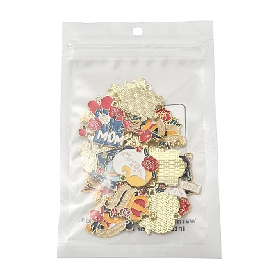 24Pcs 12 Styles Mother's Day Theme Alloy Enamel Pendants ENAM-FS0002-77-1