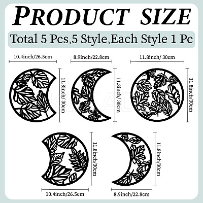 Wood Moon Phase Pendant Decoration HJEW-WH20013-006-1
