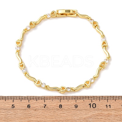 Brass Micro Pave Clear Cubic Zirconia Link Chain Bracelets for Women BJEW-D387-02G-1