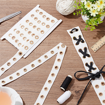 1 Strand Cotton Cords with Golden Color Plated Brass Eyelets DIY-WH0304-640-1