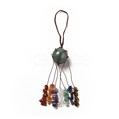 Natural Green Aventurine Round Pendant Decorations G-G997-A03-1