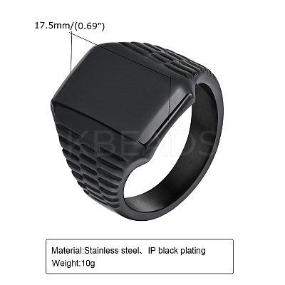 Rectangle 304 Stainless Steel Finger Rings for Men FS-WG80AFC-04-1