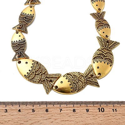 Tibetan Style Alloy Graduated Fish Link Chain Necklaces for Women LS-NJEW-C102-01AG-1