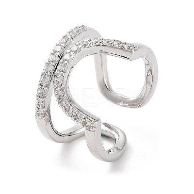 Rack Plating Brass Micro Pave Cubic Zirconia Cuff Rings RJEW-D025-10P-1
