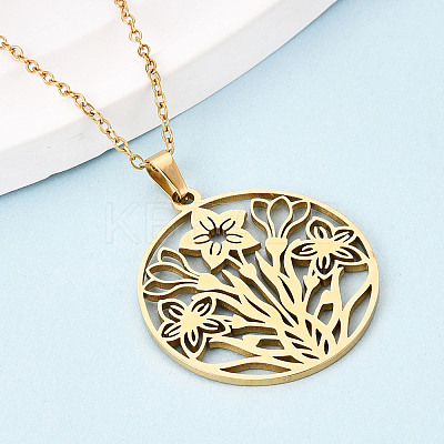 304 Stainless Steel Pendant Necklaces NJEW-T018-57G-1