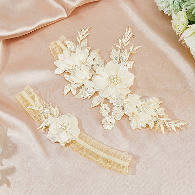 Flower Polyester Garter Leg Ring AJEW-WH0471-09B-1