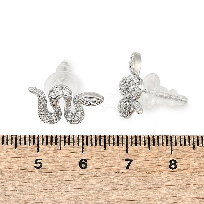 Brass Micro Pave Clear Cubic Zirconia Stud Earrings EJEW-P301-17P-1