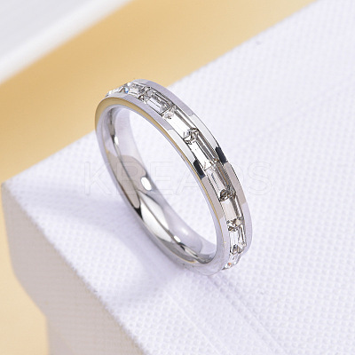 304 Stainless Steel with Crystal Rhinestone Finger Rings FS-WGF5DC4-08-1